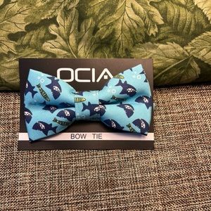 77-PTT New Never Used  OCIA Handmade Toddlers Blue Sharks Bow Tie High Quality